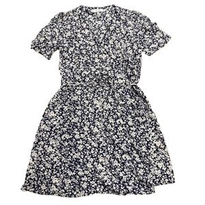 & Other Stories Navy Blue Floral Wrap Dress